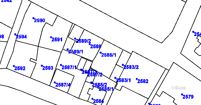 Parcela st. 2586/1 v KÚ Sokolov, Katastrální mapa