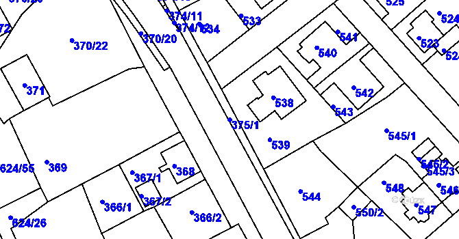 Parcela st. 375/1 v KÚ Sokolov, Katastrální mapa
