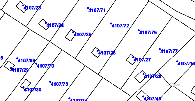Parcela st. 4107/26 v KÚ Sokolov, Katastrální mapa