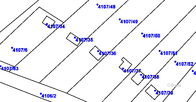 Parcela st. 4107/36 v KÚ Sokolov, Katastrální mapa