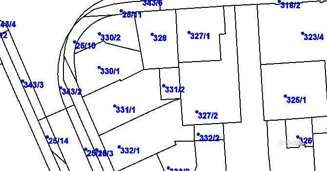 Parcela st. 331/2 v KÚ Sokolov, Katastrální mapa