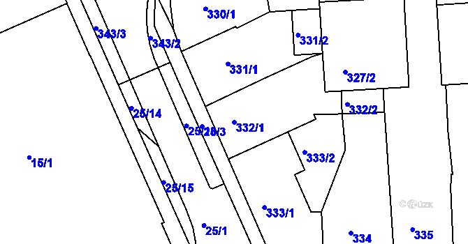 Parcela st. 332/1 v KÚ Sokolov, Katastrální mapa