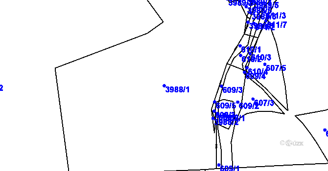 Parcela st. 3988/1 v KÚ Sokolov, Katastrální mapa