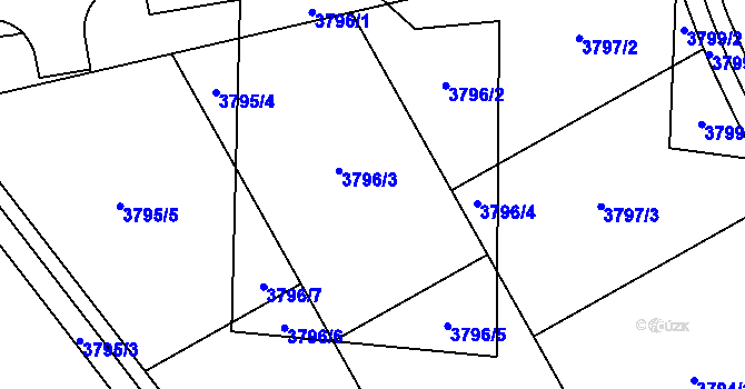 Parcela st. 3796/1 v KÚ Sokolov, Katastrální mapa