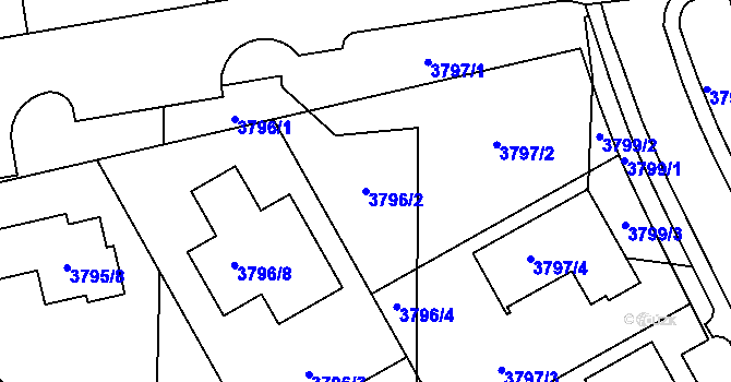 Parcela st. 3796/2 v KÚ Sokolov, Katastrální mapa