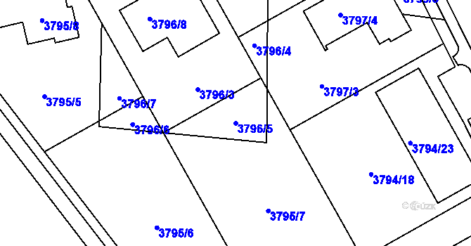Parcela st. 3796/5 v KÚ Sokolov, Katastrální mapa