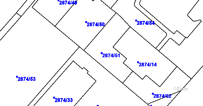 Parcela st. 2874/51 v KÚ Sokolov, Katastrální mapa