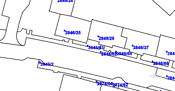 Parcela st. 2846/63 v KÚ Sokolov, Katastrální mapa