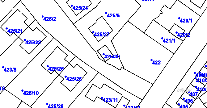 Parcela st. 425/30 v KÚ Sokolov, Katastrální mapa