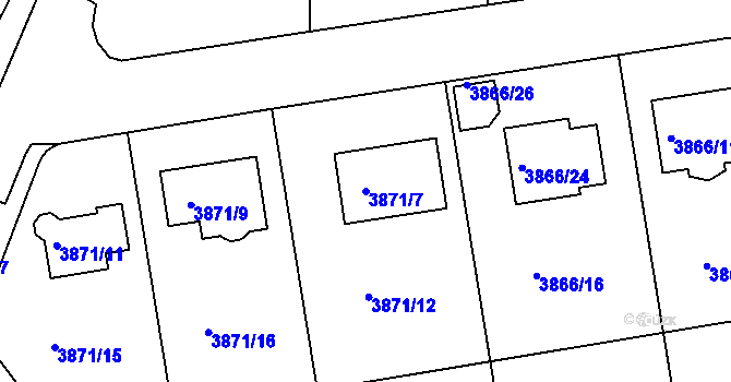 Parcela st. 3871/7 v KÚ Sokolov, Katastrální mapa