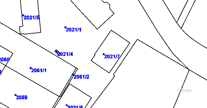 Parcela st. 2021/7 v KÚ Sokolov, Katastrální mapa
