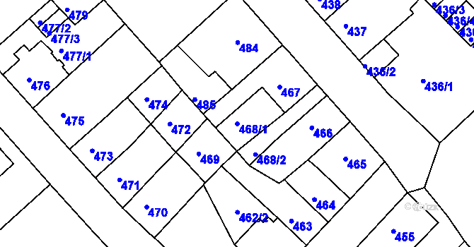 Parcela st. 468/1 v KÚ Sokolov, Katastrální mapa