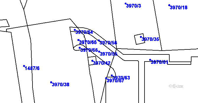 Parcela st. 3970/55 v KÚ Sokolov, Katastrální mapa