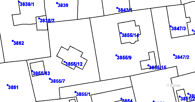Parcela st. 3855/8 v KÚ Sokolov, Katastrální mapa