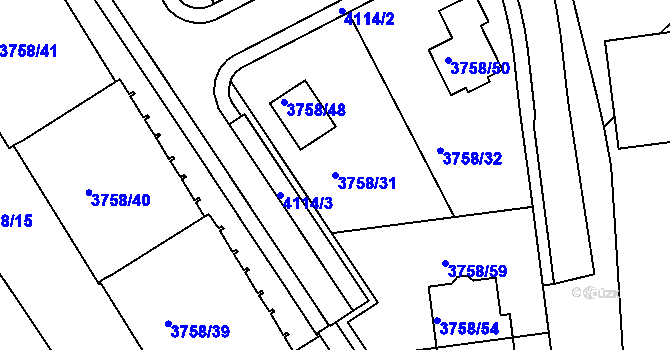 Parcela st. 3758/31 v KÚ Sokolov, Katastrální mapa