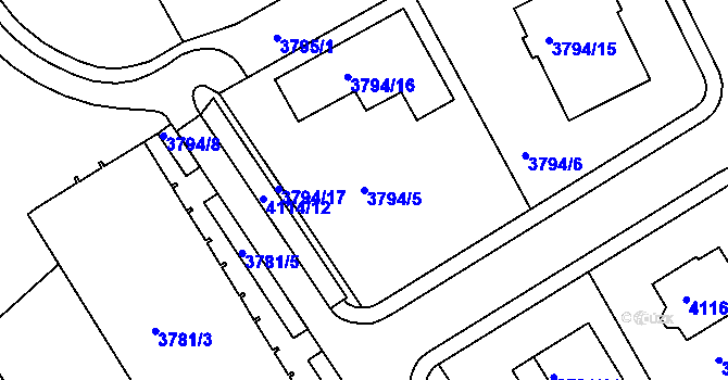 Parcela st. 3794/5 v KÚ Sokolov, Katastrální mapa