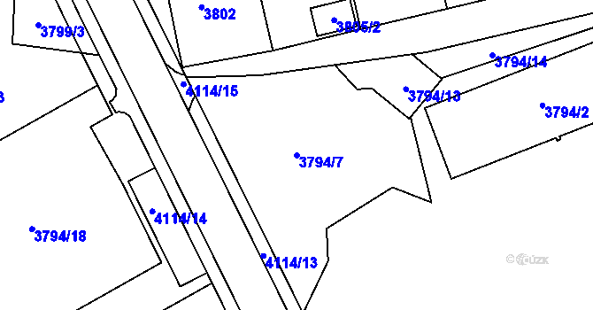 Parcela st. 3794/7 v KÚ Sokolov, Katastrální mapa