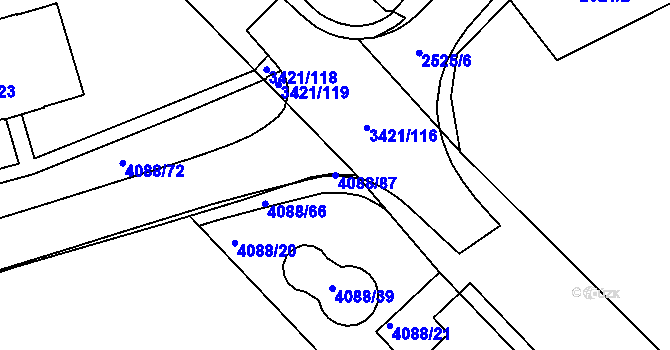 Parcela st. 4088/87 v KÚ Sokolov, Katastrální mapa