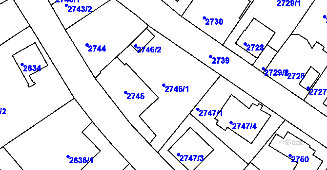 Parcela st. 2746/1 v KÚ Sokolov, Katastrální mapa