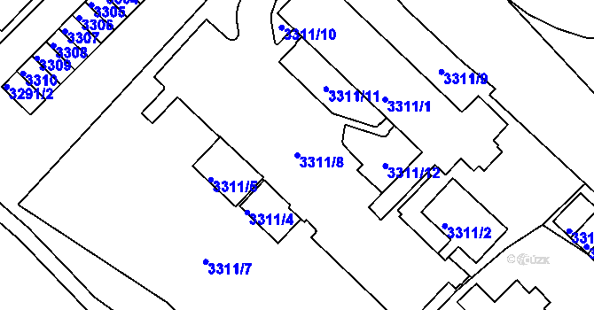 Parcela st. 3311/8 v KÚ Sokolov, Katastrální mapa