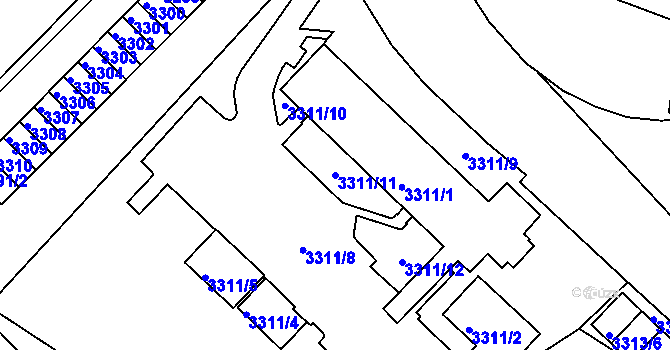 Parcela st. 3311/11 v KÚ Sokolov, Katastrální mapa