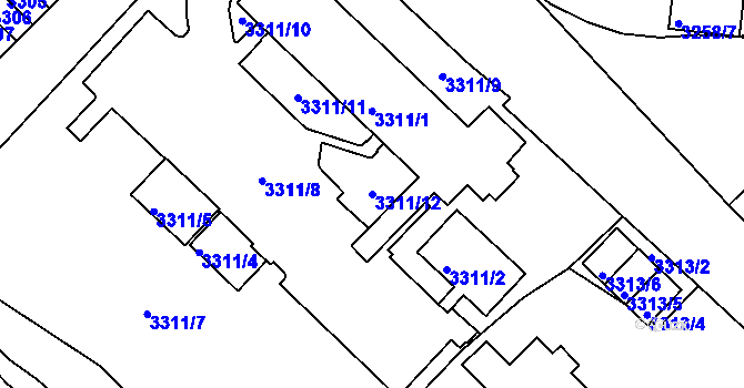 Parcela st. 3311/12 v KÚ Sokolov, Katastrální mapa
