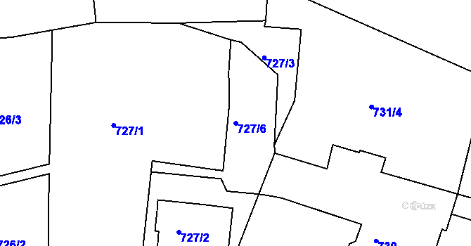 Parcela st. 727/6 v KÚ Sokolov, Katastrální mapa