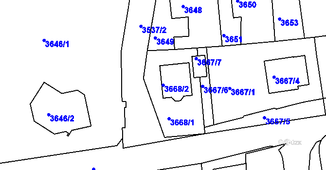 Parcela st. 3668/2 v KÚ Sokolov, Katastrální mapa