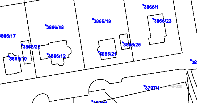 Parcela st. 3866/21 v KÚ Sokolov, Katastrální mapa