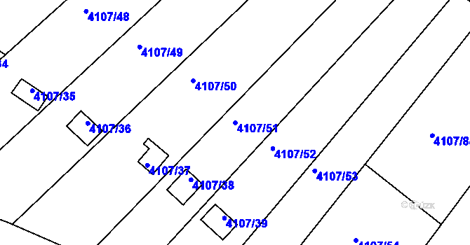 Parcela st. 4107/51 v KÚ Sokolov, Katastrální mapa