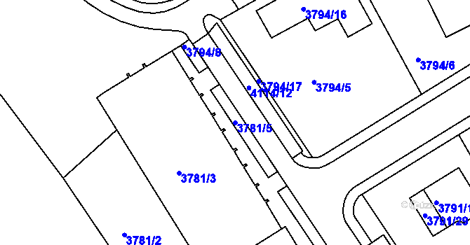 Parcela st. 3781/5 v KÚ Sokolov, Katastrální mapa