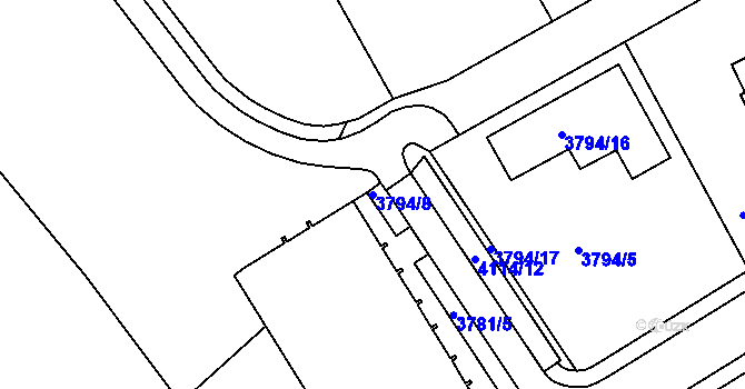 Parcela st. 3794/8 v KÚ Sokolov, Katastrální mapa