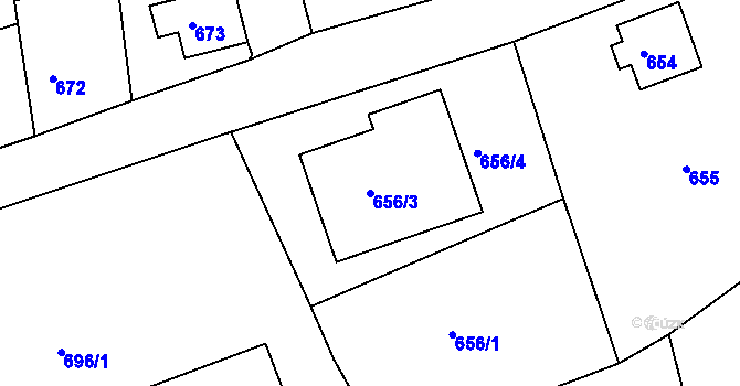 Parcela st. 656/3 v KÚ Sokolov, Katastrální mapa