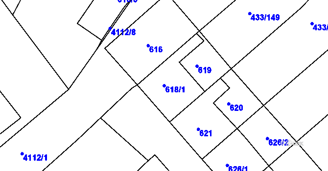 Parcela st. 618/1 v KÚ Sokolov, Katastrální mapa