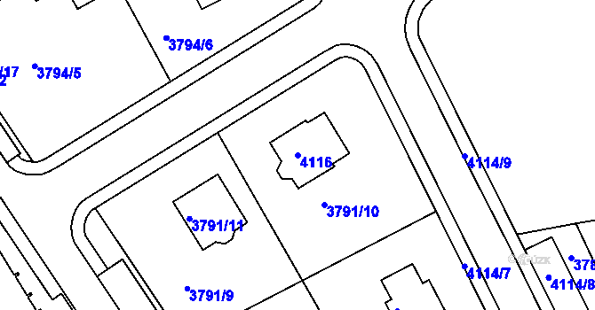 Parcela st. 4116 v KÚ Sokolov, Katastrální mapa