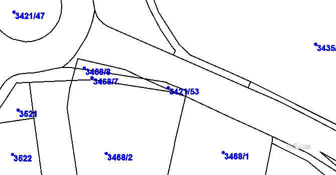 Parcela st. 3421/53 v KÚ Sokolov, Katastrální mapa