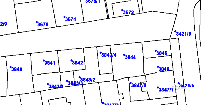 Parcela st. 3843/4 v KÚ Sokolov, Katastrální mapa
