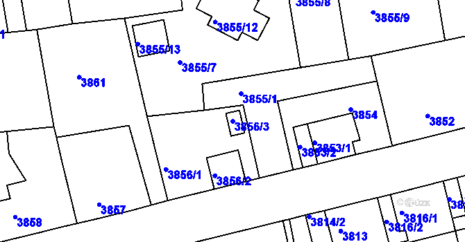 Parcela st. 3856/3 v KÚ Sokolov, Katastrální mapa