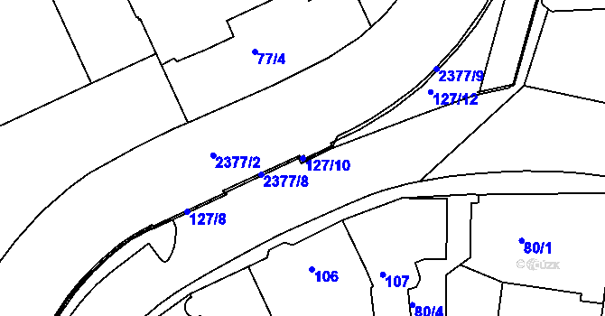 Parcela st. 127/10 v KÚ Sokolov, Katastrální mapa