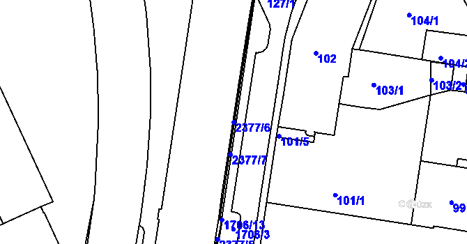Parcela st. 2377/6 v KÚ Sokolov, Katastrální mapa