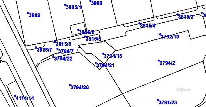 Parcela st. 3794/13 v KÚ Sokolov, Katastrální mapa