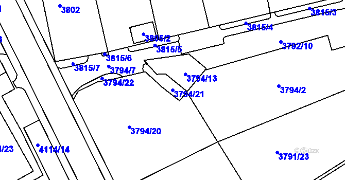 Parcela st. 3794/21 v KÚ Sokolov, Katastrální mapa
