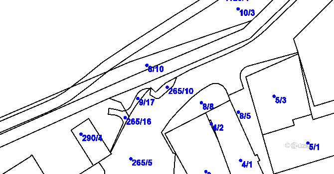 Parcela st. 265/10 v KÚ Sokolov, Katastrální mapa
