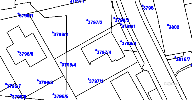 Parcela st. 3797/4 v KÚ Sokolov, Katastrální mapa