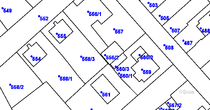 Parcela st. 556/2 v KÚ Sokolov, Katastrální mapa