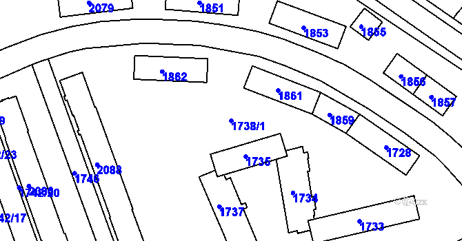 Parcela st. 1738/1 v KÚ Sokolov, Katastrální mapa