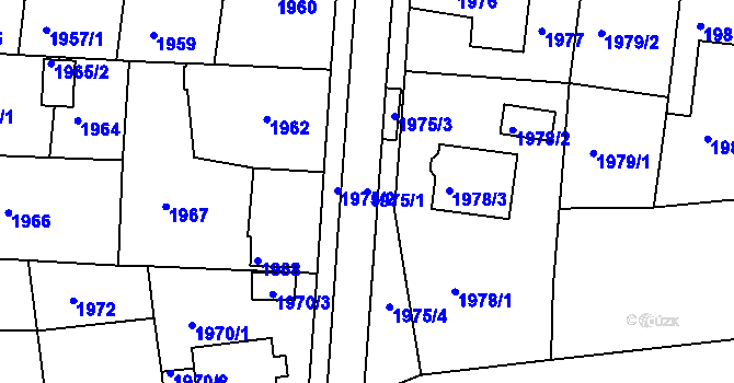 Parcela st. 1975/1 v KÚ Sokolov, Katastrální mapa