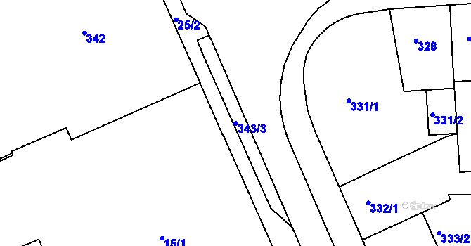 Parcela st. 343/3 v KÚ Sokolov, Katastrální mapa