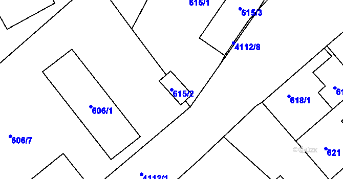 Parcela st. 615/2 v KÚ Sokolov, Katastrální mapa
