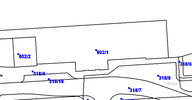 Parcela st. 802/1 v KÚ Sokolov, Katastrální mapa